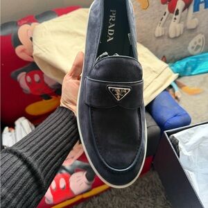 Prada Men's Dark Blue Slip-On Loafers